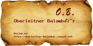 Oberleitner Balambér névjegykártya